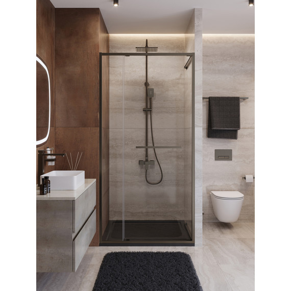 Душевая дверь Cezares Lux 100 см LUX-B-FS-11-100-C-GM, оружейная сталь/прозрачное фото 