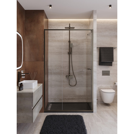 Душевая дверь Cezares Lux 120 см LUX-B-FS-11-120-C-GM, оружейная сталь/прозрачное фото 4