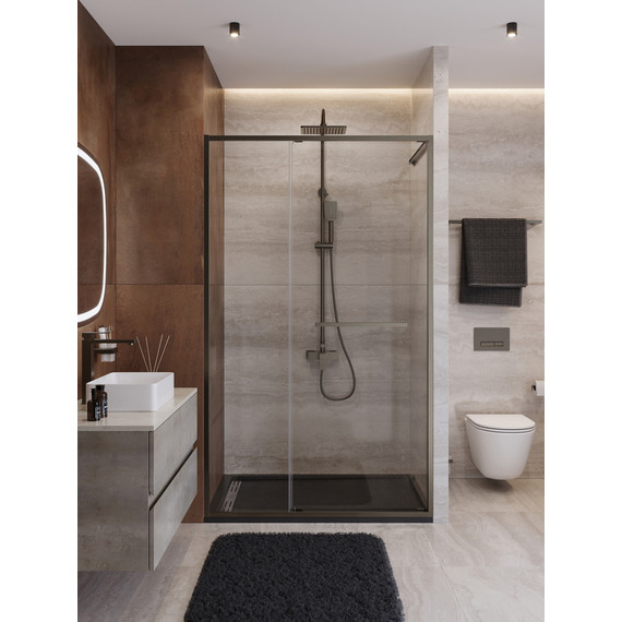 Душевая дверь Cezares Lux 130 см LUX-B-FS-11-130-C-GM, оружейная сталь/прозрачное фото 