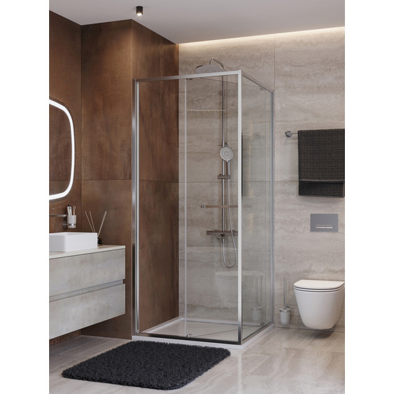 Душевое ограждение Cezares Lux 80x80 см LUX-A-FS-1-80-C-CR, хром/прозрачное фото 3