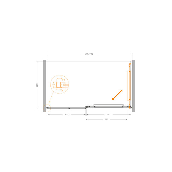 Душевая дверь Cezares Lux 140 см LUX-B-FS-11-140-C-GM, оружейная сталь/прозрачное фото 5