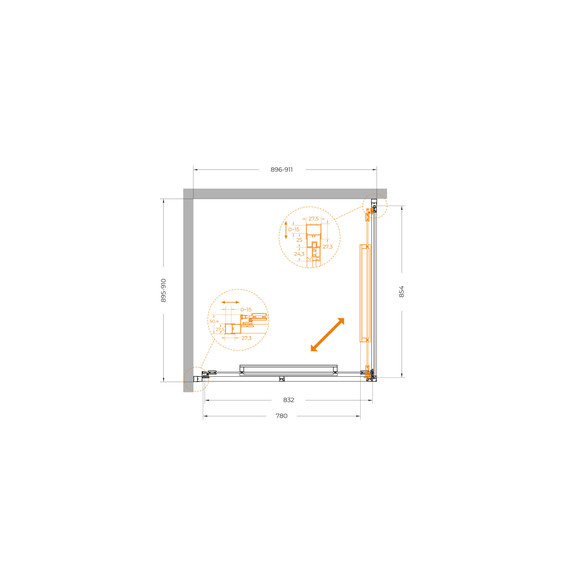 Душевое ограждение Cezares Lux 90x90 см LUX-A-FS-1-90-C-CR, хром/прозрачное фото 4