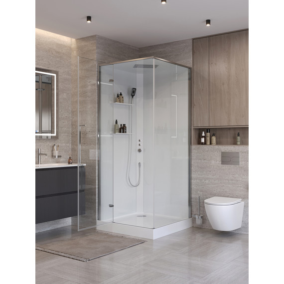 Душевое ограждение BelBagno Uno 90x90 см UNO-CAB-A-1-90-C-Cr-Bi-TOP-L, хром/прозрачное фото 3