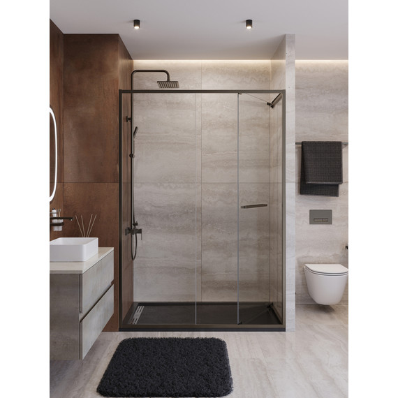 Душевая дверь Cezares Lux 140 см LUX-B-FS-11-140-C-GM, оружейная сталь/прозрачное фото 3