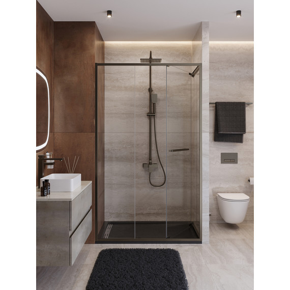 Душевая дверь Cezares Lux 130 см LUX-B-FS-11-130-C-GM, оружейная сталь/прозрачное фото 3