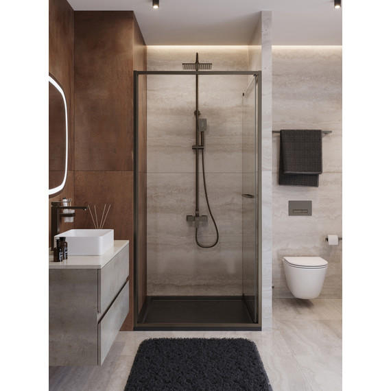 Душевая дверь Cezares Lux 100 см LUX-B-FS-1-100-C-GM, оружейная сталь/прозрачное фото 3