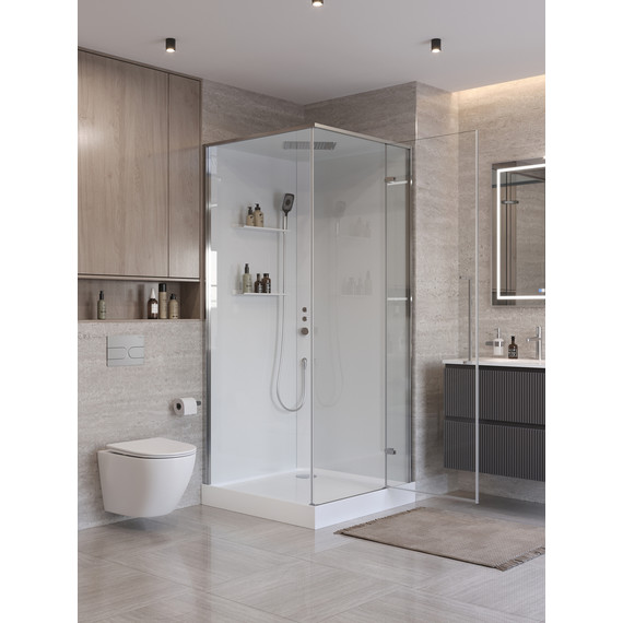 Душевое ограждение BelBagno Uno 90x90 см UNO-CAB-A-1-90-C-Cr-Bi-TOP-R, хром/прозрачное фото 3