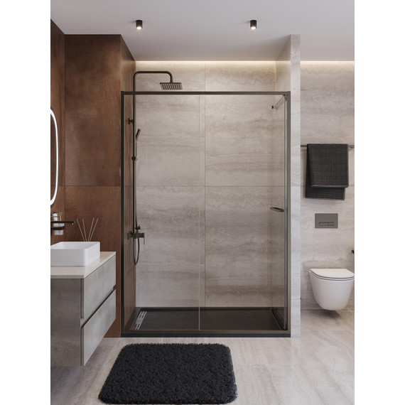 Душевая дверь Cezares Lux 140 см LUX-B-FS-11-140-C-GM, оружейная сталь/прозрачное фото 4