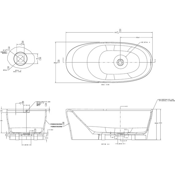 Ванна каменная Allen Brau Solid Stone Krion Neo 170x80 2.35001.21, белый матовый фото 12