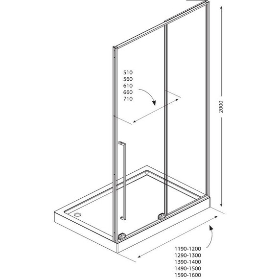 Душевая дверь Allen Brau Fantasy 140 см 3.11008.31 (стекло 8 мм) чёрный/прозрачное фото 4