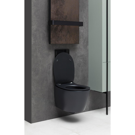 Унитаз подвесной безободковый Allen Brau Fantasy 4.11004.31 с тонкой крышкой микролифт, чёрный матовый фото 13