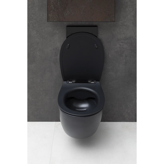 Унитаз подвесной безободковый Allen Brau Fantasy 4.11004.31 с тонкой крышкой микролифт, чёрный матовый фото 15