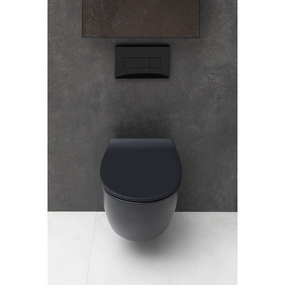 Унитаз подвесной безободковый Allen Brau Fantasy 4.11004.31 с тонкой крышкой микролифт, чёрный матовый фото 16