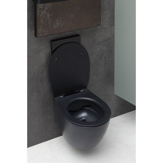 Унитаз подвесной безободковый Allen Brau Fantasy 4.11004.31 с тонкой крышкой микролифт, чёрный матовый фото 17