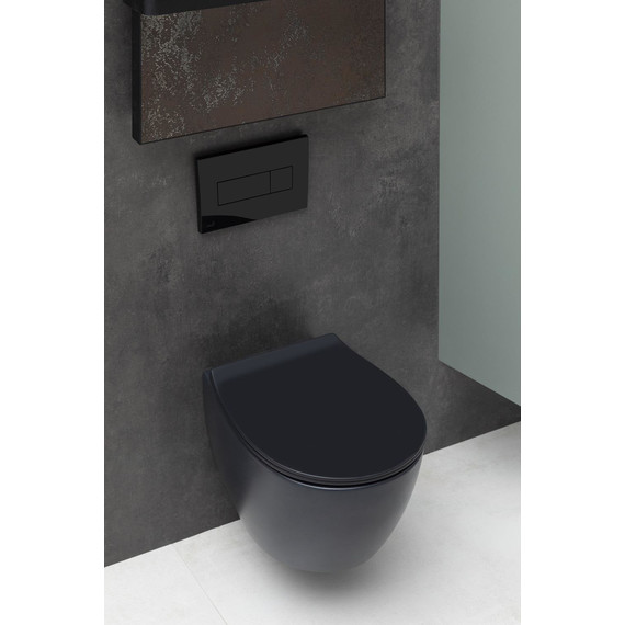 Унитаз подвесной безободковый Allen Brau Fantasy 4.11004.31 с тонкой крышкой микролифт, чёрный матовый фото 20