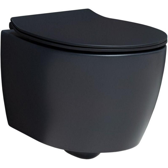 Унитаз подвесной безободковый Allen Brau Fantasy 4.11004.31 с тонкой крышкой микролифт, чёрный матовый фото 
