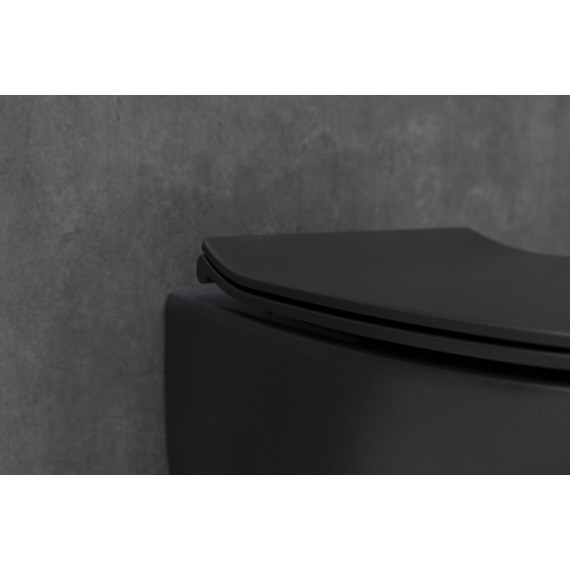 Унитаз подвесной безободковый Allen Brau Fantasy 4.11004.31 с тонкой крышкой микролифт, чёрный матовый фото 19