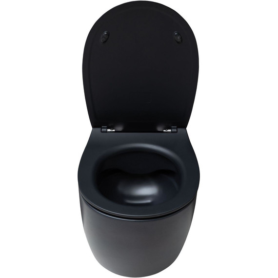 Унитаз подвесной безободковый Allen Brau Fantasy 4.11004.31 с тонкой крышкой микролифт, чёрный матовый фото 3