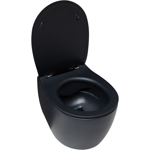 Унитаз подвесной безободковый Allen Brau Fantasy 4.11004.31 с тонкой крышкой микролифт, чёрный матовый фото 4