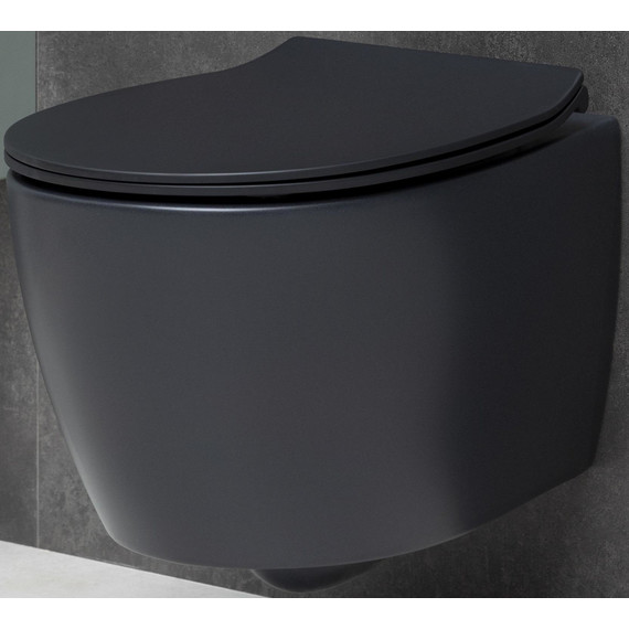 Унитаз подвесной безободковый Allen Brau Fantasy 4.11004.31 с тонкой крышкой микролифт, чёрный матовый фото 8