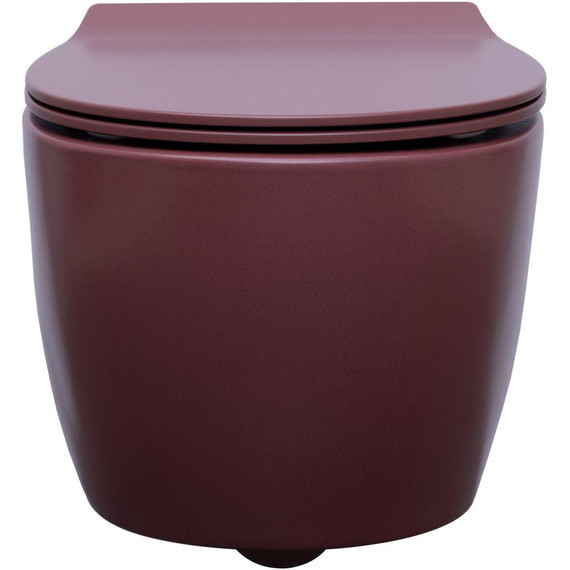 Унитаз приставной безободковый Allen Brau Fantasy 4.11004.BD с тонкой крышкой микролифт, бордо фото 10