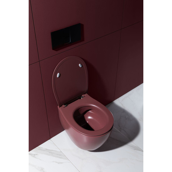 Унитаз приставной безободковый Allen Brau Fantasy 4.11004.BD с тонкой крышкой микролифт, бордо фото 16