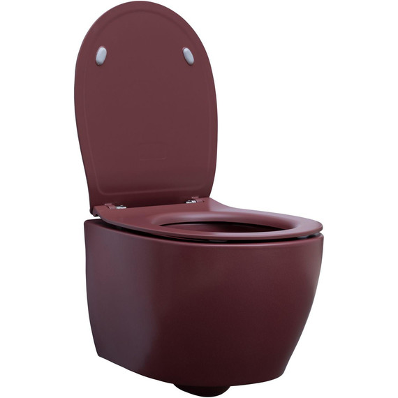 Унитаз приставной безободковый Allen Brau Fantasy 4.11004.BD с тонкой крышкой микролифт, бордо фото 4