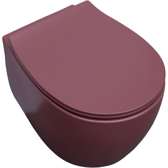 Унитаз приставной безободковый Allen Brau Fantasy 4.11004.BD с тонкой крышкой микролифт, бордо фото 5