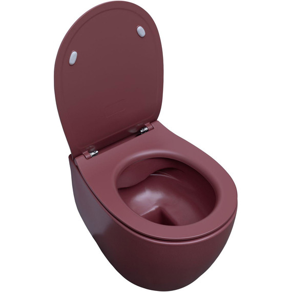 Унитаз приставной безободковый Allen Brau Fantasy 4.11004.BD с тонкой крышкой микролифт, бордо фото 6
