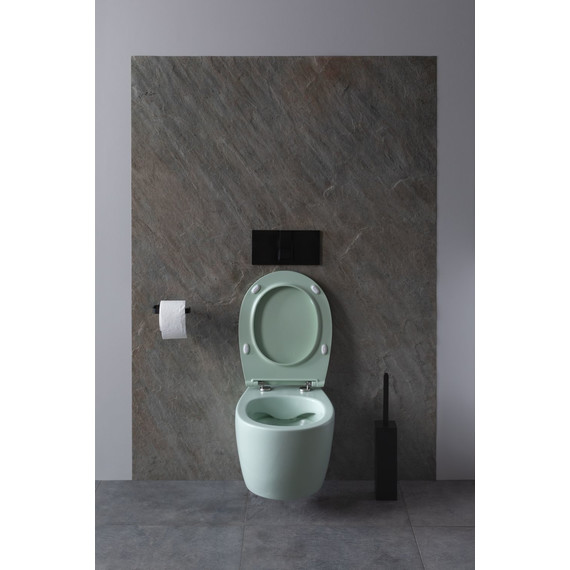 Унитаз подвесной безободковый Allen Brau Fantasy 4.11004.MT с тонкой крышкой микролифт, мятный фото 14