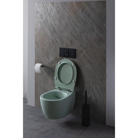 Унитаз подвесной безободковый Allen Brau Fantasy 4.11004.MT с тонкой крышкой микролифт, мятный фото 16