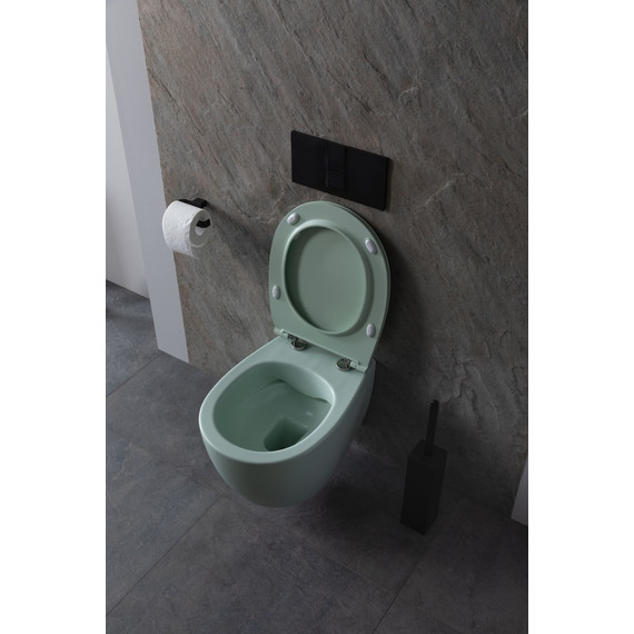 Унитаз подвесной безободковый Allen Brau Fantasy 4.11004.MT с тонкой крышкой микролифт, мятный фото 17