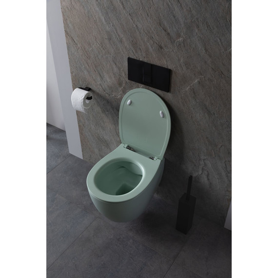 Унитаз подвесной безободковый Allen Brau Fantasy 4.11004.MT с тонкой крышкой микролифт, мятный фото 18