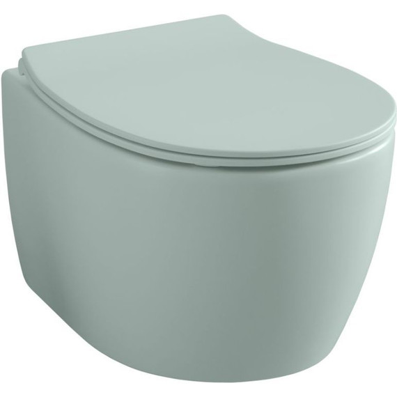 Унитаз подвесной безободковый Allen Brau Fantasy 4.11004.MT с тонкой крышкой микролифт, мятный фото 