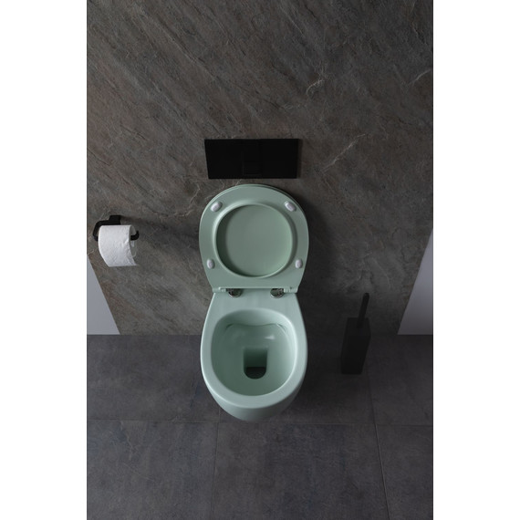 Унитаз подвесной безободковый Allen Brau Fantasy 4.11004.MT с тонкой крышкой микролифт, мятный фото 20