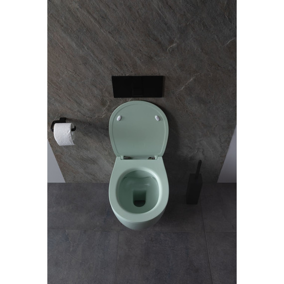 Унитаз подвесной безободковый Allen Brau Fantasy 4.11004.MT с тонкой крышкой микролифт, мятный фото 21