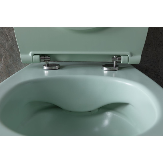 Унитаз подвесной безободковый Allen Brau Fantasy 4.11004.MT с тонкой крышкой микролифт, мятный фото 24