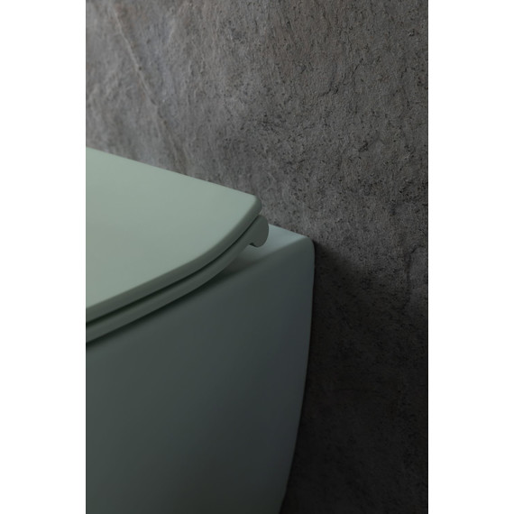 Унитаз подвесной безободковый Allen Brau Fantasy 4.11004.MT с тонкой крышкой микролифт, мятный фото 26