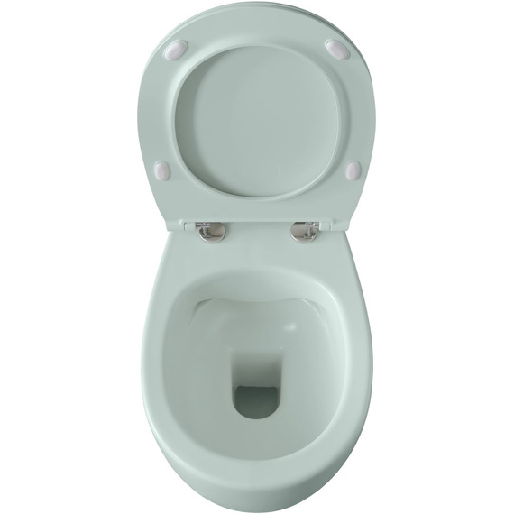 Унитаз подвесной безободковый Allen Brau Fantasy 4.11004.MT с тонкой крышкой микролифт, мятный фото 5