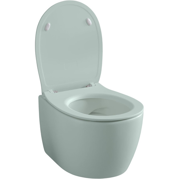 Унитаз подвесной безободковый Allen Brau Fantasy 4.11004.MT с тонкой крышкой микролифт, мятный фото 6