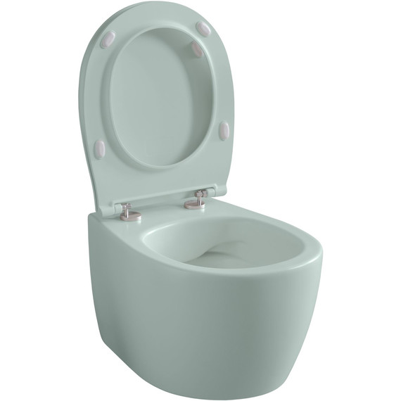 Унитаз подвесной безободковый Allen Brau Fantasy 4.11004.MT с тонкой крышкой микролифт, мятный фото 7