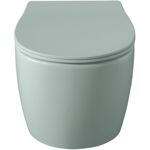 Унитаз подвесной безободковый Allen Brau Fantasy 4.11004.MT с тонкой крышкой микролифт, мятный фото 2