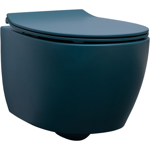 Унитаз подвесной безободковый Allen Brau Fantasy 4.11004.PT с тонкой крышкой микролифт, петроль фото 