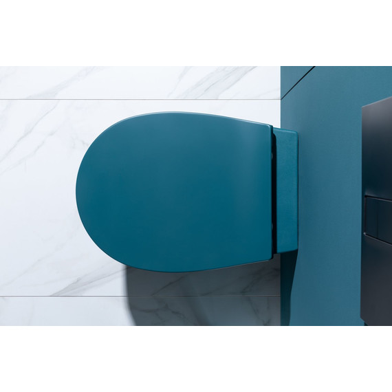 Унитаз подвесной безободковый Allen Brau Fantasy 4.11004.PT с тонкой крышкой микролифт, петроль фото 20