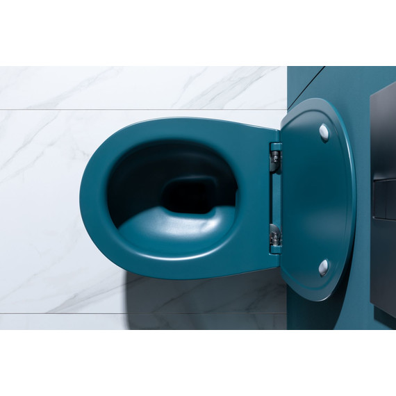 Унитаз подвесной безободковый Allen Brau Fantasy 4.11004.PT с тонкой крышкой микролифт, петроль фото 21