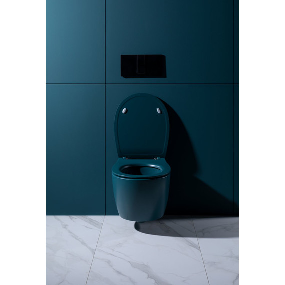 Унитаз подвесной безободковый Allen Brau Fantasy 4.11004.PT с тонкой крышкой микролифт, петроль фото 22