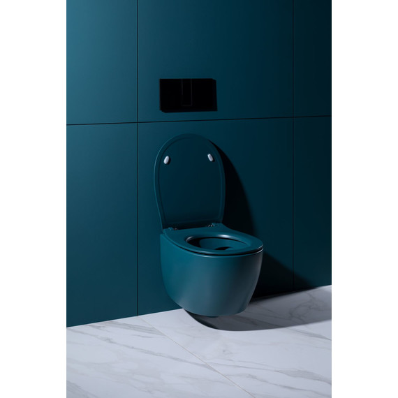 Унитаз подвесной безободковый Allen Brau Fantasy 4.11004.PT с тонкой крышкой микролифт, петроль фото 25