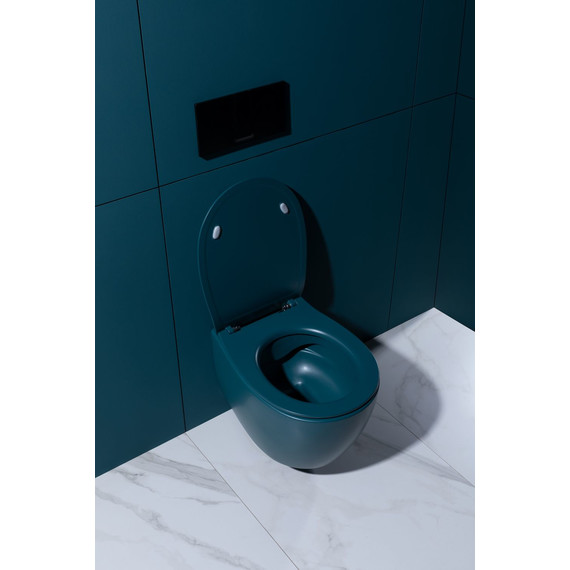 Унитаз подвесной безободковый Allen Brau Fantasy 4.11004.PT с тонкой крышкой микролифт, петроль фото 28