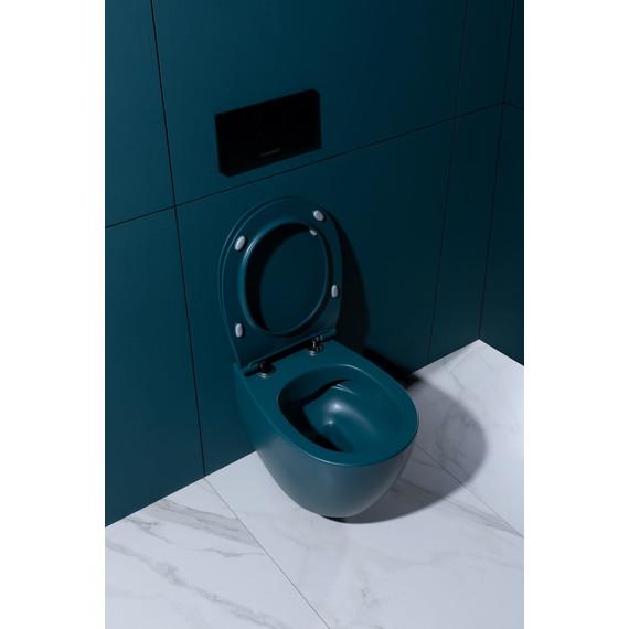 Унитаз подвесной безободковый Allen Brau Fantasy 4.11004.PT с тонкой крышкой микролифт, петроль фото 29