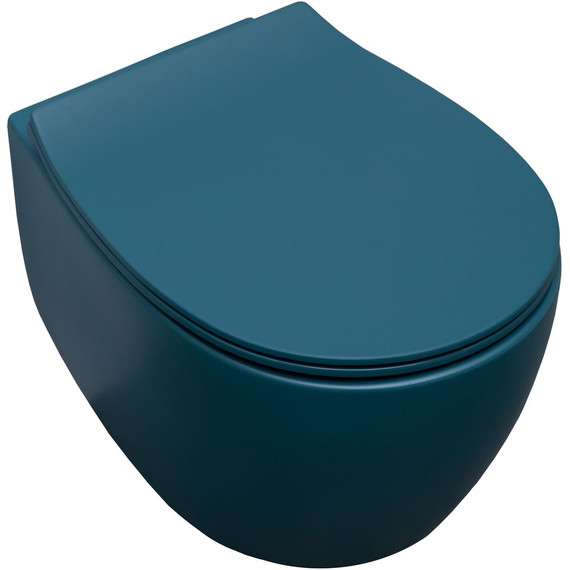 Унитаз подвесной безободковый Allen Brau Fantasy 4.11004.PT с тонкой крышкой микролифт, петроль фото 2
